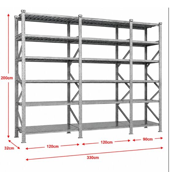 Metalsistem Dexion Γαλβανιζέ Ραφιέρα 330x32x200cm Αντοχή 160kg / Ράφι με 18 Ράφια Max Αντοχή 2880kg