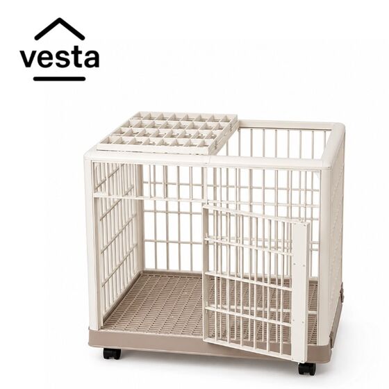 VESTA Κλουβί Περιορισμού και Περίφραξης Κατοικιδίου 65x50x56cm Πλαστικό ABS με Ρόδες 7.5kg PetCage 1 Small/Medium Μπεζ