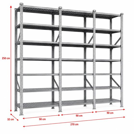 Metalsistem Dexion Γαλβανιζέ Ραφιέρα 270x32x250cm Αντοχή 195kg / Ράφι με 21 Ράφια Max Αντοχή 4095kg