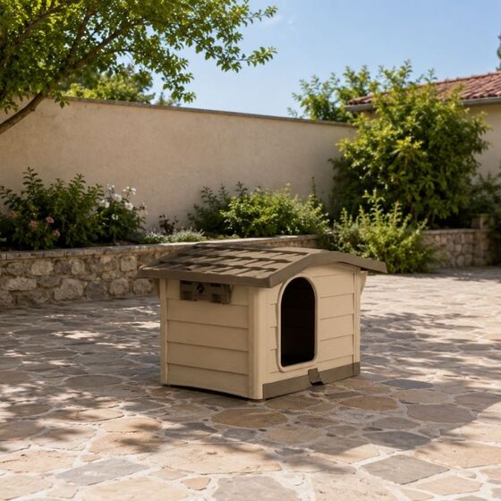 BAMA ITALY Σπίτι Σκύλου 89x75x62cm Medium με Ρυθμιζόμενη Οροφή και Πάτωμα 10kg Μπεζ/Καφέ BUNGALOW