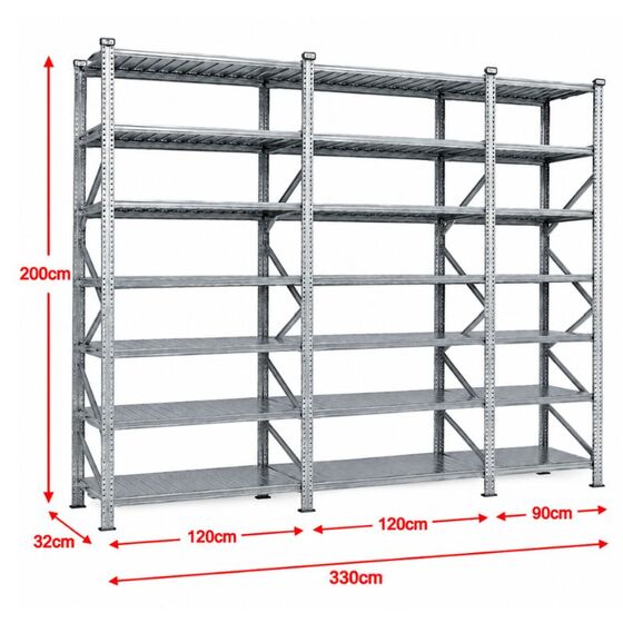Metalsistem Dexion Γαλβανιζέ Ραφιέρα 330x32x200cm Αντοχή 160kg / Ράφι με 21 Ράφια Max Αντοχή 3360kg