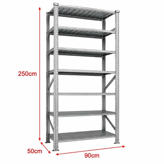 Metalsistem Dexion Γαλβανιζέ Ραφιέρα 90x50x250cm Αντοχή 155kg / Ράφι με 7 Ράφια