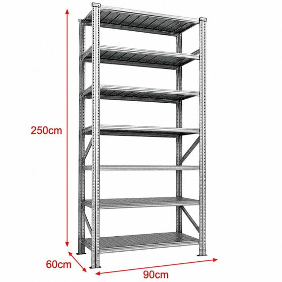 Metalsistem Dexion Γαλβανιζέ Ραφιέρα 90x60x250cm Αντοχή 145kg / Ράφι με 7 Ράφια