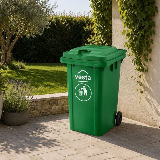 Κάδος Απορριμάτων 120lt με Ρόδες+Πεντάλ 47x55x95cm Πλαστικός ΒΑΡΕΟΥ ΤΥΠΟΥ 10kg Επαγγελματικός/Οικιακός-Κήπου Πράσινος