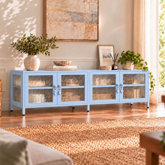 STEELEN COLOR Μεταλλικό Ντουλάπι - Έπιπλο Τηλεόρασης 160x45x55cm Πάχους 0.8mm Εσωτερικού Χώρου Βιτρίνα με Πόδια και Τζάμι Baby BlueSTEELEN COLOR Μεταλλικό Ντουλάπι - Έπιπλο Τηλεόρασης 160x45x55cm Πάχους 0.8mm Εσωτερικού Χώρου Βιτρίνα με Πόδια και Τζάμι Baby Blue