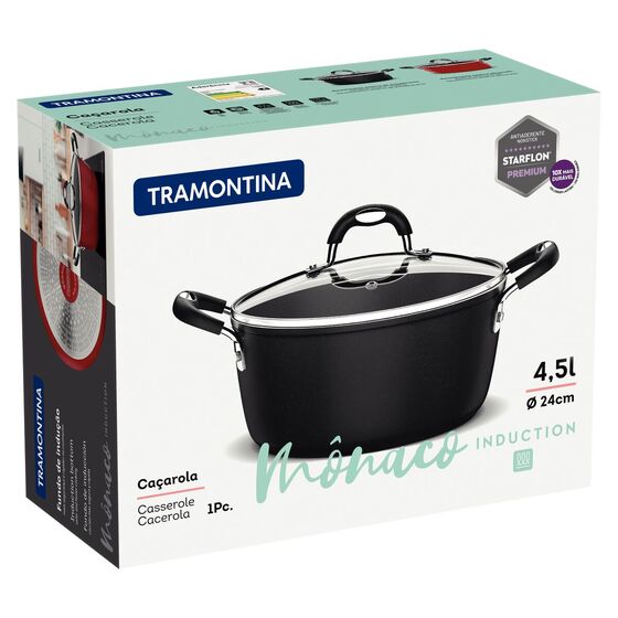 TRAMONTINA Κατσαρόλα Monaco Induction Ø24 με Αντικολλητική Επίστρωση Starflon Premium - 4.5lt Μαύρη