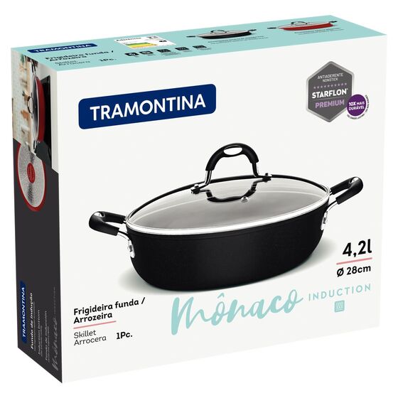 TRAMONTINA Κατσαρόλα Ρηχή Monaco Induction Ø28 με Αντικολλητική επίστρωση Starflon Premium - 4.2lt Μαύρη