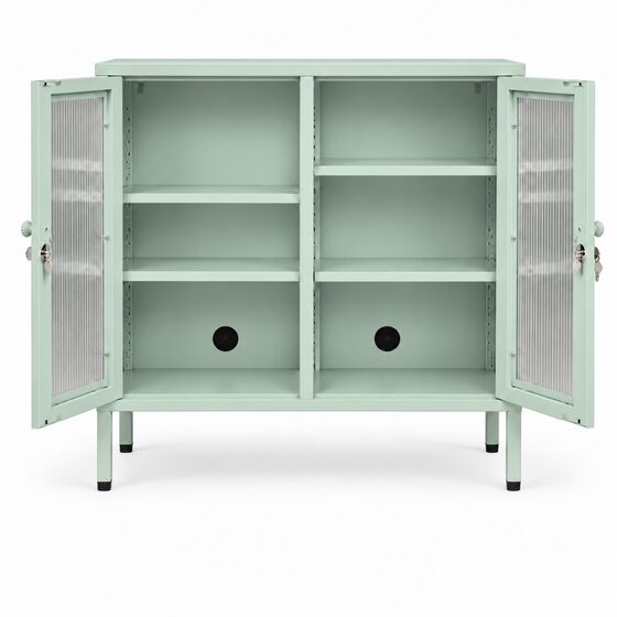 STEELEN COLOR Μεταλλική Ντουλάπα 80x40x90cm Πάχους 0.8mm Εσωτερικού Χώρου Βιτρίνα με Τζάμι και Πόδια Pastel Green