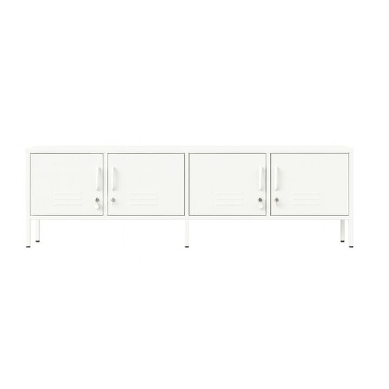 STEELEN COLOR Μεταλλικό Ντουλάπι -Έπιπλο Τηλεόρασης 160x45x55cm Πάχους 0.7mm Εσωτερικού Χώρου με Πόδια Cotton White