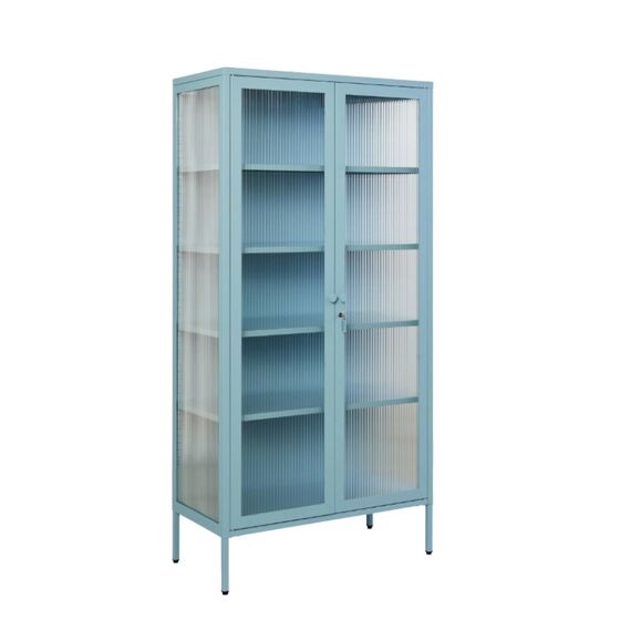 STEELEN COLOR Μεταλλική Ντουλάπα 90x55x190cm Πάχους 0.8mm Εσωτερικού Χώρου με Τζάμι και Πόδια Baby Blue