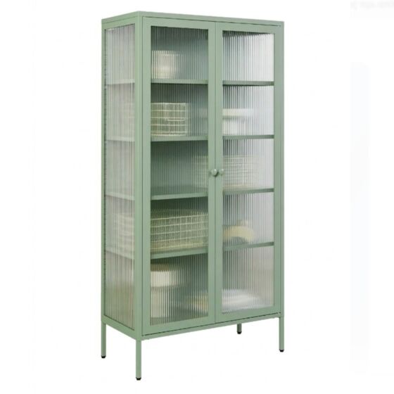 STEELEN COLOR Μεταλλική Ντουλάπα 90x55x190cm Πάχους 0.8mm Εσωτερικού Χώρου με Τζάμι και Πόδια Pastel Green