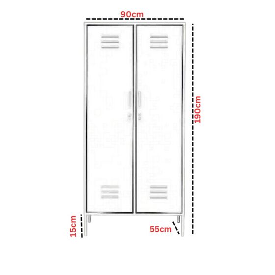 STEELEN COLOR Μεταλλική Ντουλάπα 90x55x190cm Πάχους 0.4mm Εσωτερικού Χώρου με Πόδια Baby Blue