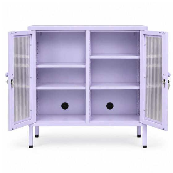 STEELEN COLOR Μεταλλική Ντουλάπα 80x40x90cm Πάχους 0.8mm Εσωτερικού Χώρου Βιτρίνα με Τζάμι και Πόδια Lilac