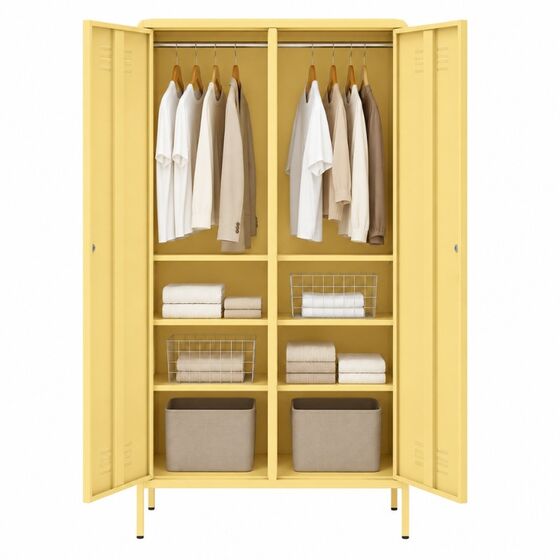 STEELEN COLOR Μεταλλική Ντουλάπα 90x55x190cm Πάχους 0.4mm Εσωτερικού Χώρου με Πόδια Butter Yellow