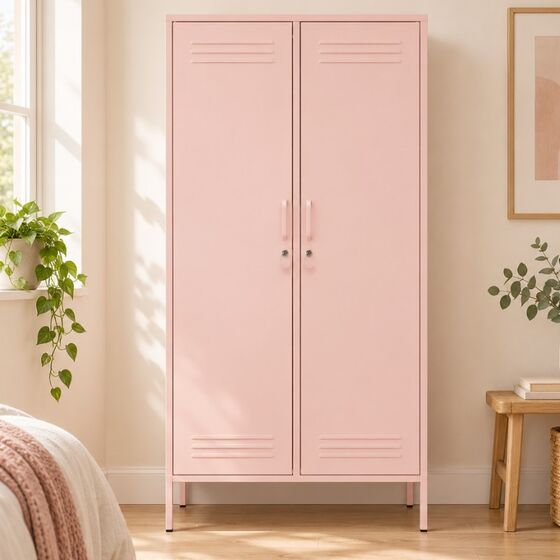 STEELEN COLOR Μεταλλική Ντουλάπα 90x55x190cm Πάχους 0.4mm Εσωτερικού Χώρου με Πόδια Baby Pink