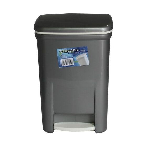 Κάδος Μπάνιου Πεντάλ 13.5lt 25x22x32cm Εσωτερικό Κάδο 7lt 18x18x24cm Πλαστικός Ασημί VIOMES Ελλάδας