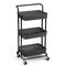 VESTA Πολυχρηστικό Τρόλεϊ Κουζίνας/Μπάνιου/Επαγγελματικό 43x34x85.5cm Μεταλλικό με Χειρολαβή / 3 Πλαστικά Ράφια 41x30x7.5cm και Ρόδες 360° 3.6kg Μαύρο