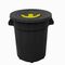 PLANET Κάδος Απορριμάτων 120lt Ø56x67cm Επαγγελματικός Πλαστικός με Καπάκι + Ημικυκλική Θυρίδα Απορριμάτων 3.75kg Μαύρο με Κίτρινη Θυρίδα