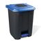 Κάδος Απορριμάτων 50lt 43x41x56cm Πλαστικός 3.8kg με Εσωτερικό Κάδο 36x29x47.5cm + Πεντάλ + Ρόδες + Μικρό Ανοιγόμενο Καπάκι Μαύρο - Μπλε