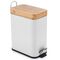 VESTA Κάδος Μπάνιου 5lt Ορθογώνιος με Πεντάλ Soft Close 28x14x31cm Καπάκι BAMBOO Μεταλλικός Matte Λευκός