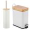 VESTA Σετ Κάδος Μπάνιου 5lt Ορθογώνιος 28x14x31cm με Πεντάλ Soft Close Εσωτερικό Κάδο και Πιγκάλ Ø9.5x38cm Μεταλλικό Λευκό Matte/Καπάκι BAMBOO