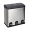 VESTA Κάδος Απορριμμάτων ΙΝΟΧ 45lt (3x15lt) 59x30x45.5cm με Πεντάλ 3 Θέσεων 3 Εσωτερικούς Κάδους Ανακύκλωσης 6.4Kg Κουζίνας