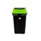 PLANET Κάδος Απορριμμάτων 70lt 47x35x70cm 2.5kg Πλαστικός Επαγγελματικός/Οικιακός με Παλλόμενο Άνοιγμα Μαύρο-Πράσινο