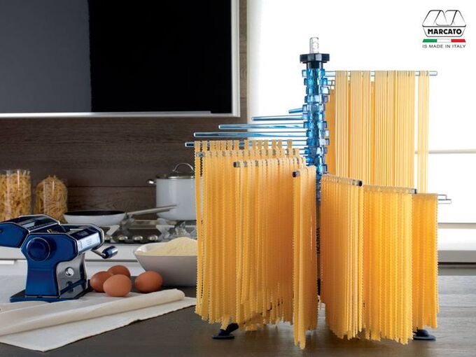 Marcato Στεγνωτήρι Ζυμαρικών Design με 16 Ράβδους MAX Αντοχή 2kg Βάση Αλουμινίου-Πλαστικοί Ράβδοι Μπλε