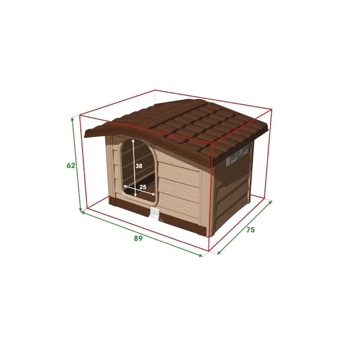 BAMA ITALY Σπίτι Σκύλου 89x75x62cm Medium με Ρυθμιζόμενη Οροφή και Πάτωμα 10kg Μπεζ/Καφέ BUNGALOW