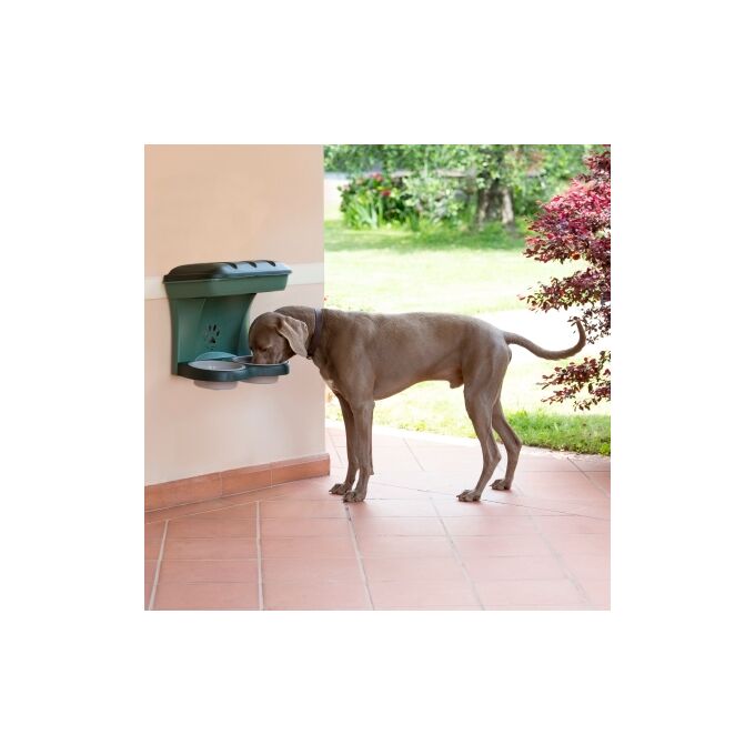 Ταΐστρα-Ποτίστρα Σκύλων 2σε1 48x27x42cm Πράσινο-Κυπαρισσί BAMA Ιταλίας