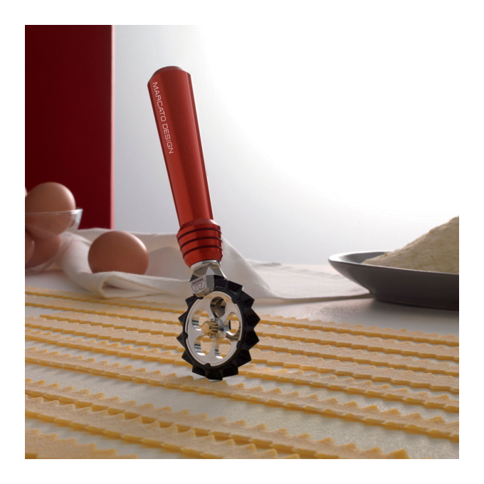 Marcato Εξάρτημα Κοπής Ζύμης Design με 3 Ροδέλες για Επιλογή Κοπής Κόκκινο PASTAWHEEL Ιταλίας