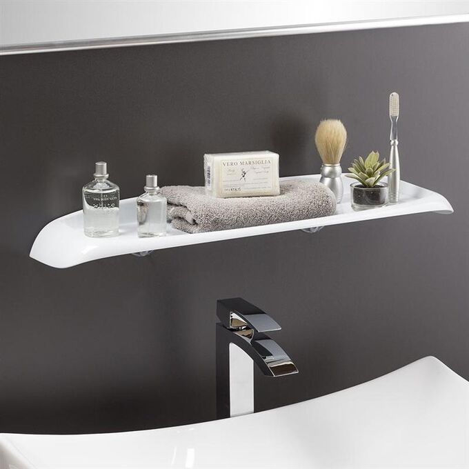 Εταζέρα - Ράφι Μπάνιου 60x15.5x6.5cm Πλαστική Επιτοίχια με Βίδες Λευκή BAMA Ιταλίας