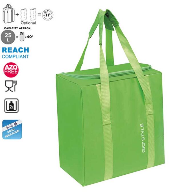 GIOSTYLE ITALY Ισοθερμική Τσάντα 32.5x21x34.5cm Πάχος 5mm 25lt Πολυεστέρας 70D MAX Απόδοση 11 Ώρες Πιστοποιήσεις Azo FREE/REACH FIESTA VERTICAL Πράσινο