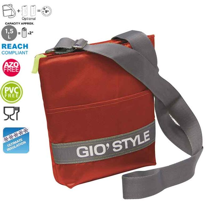 GIOSTYLE ITALY Ισοθερμική Τσάντα Ώμου 20x5.5x26cm Πάχος 10mm 1.5lt  Πολυεστέρας 420D MAX Απόδοση 9 Ώρες Πιστοποιήσεις Azo FREE/REACH SHOULDER BAG VELA Κόκκινη