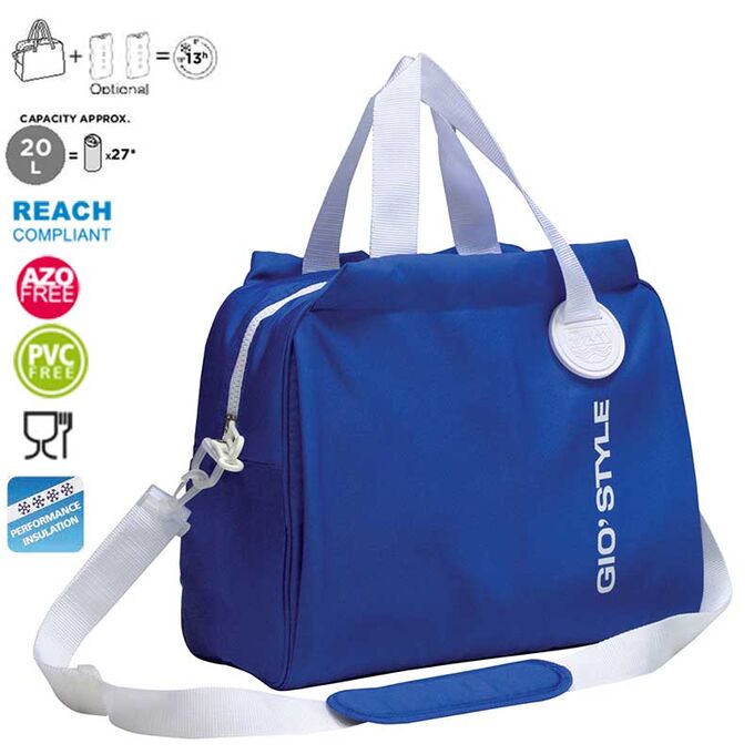 GIOSTYLE ITALY Ισοθερμική Τσάντα 40.5x17x31.5cm Πάχος 6mm 20lt Πολυεστέρας 300D MAX Απόδοση 13 Ώρες Πιστοποιήσεις Azo FREE/REACH SORBETTO L Μπλε