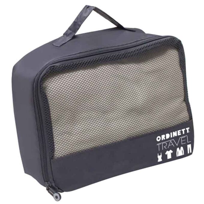 ORDINETT ITALY Τσάντα Ταξιδιών 26x20x10cm Πολυεστέρας 5.2lt με Φερμουάρ J-BAG TRAVEL Σκούρο Γκρι