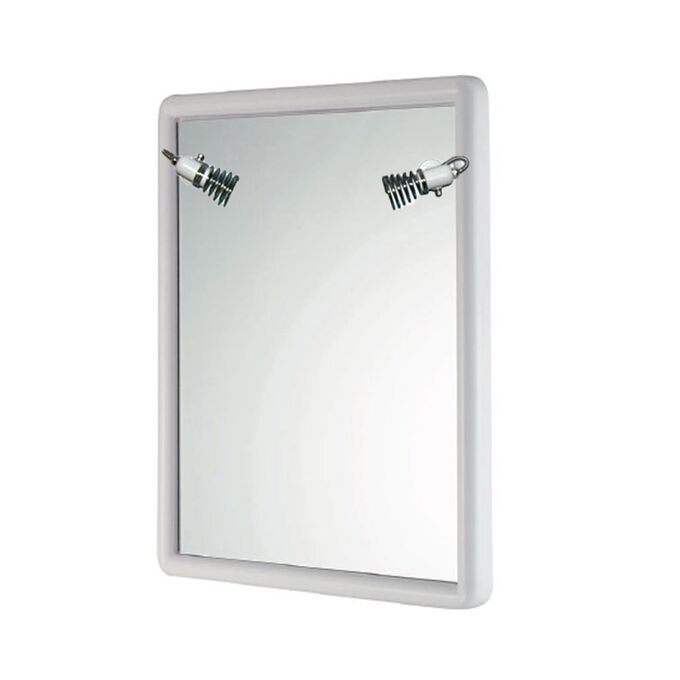 Καθρέπτης Μπάνιου Τετράγωνος 53x63cm με 2 Σποτ Λευκός BEGA PLAST Ελλάδας