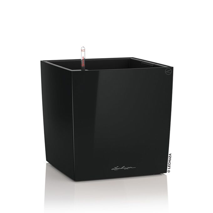 LECHUZA Cube Premium 40 Επιδαπέδια Γλάστρα 39x39x40cm Αυτοποτιζόμενη με Δοχείο Φύτευσης Μαύρη Γυαλιστερή Γερμάνιας
