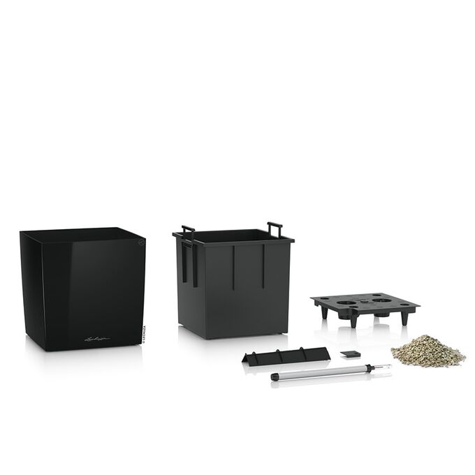 LECHUZA Cube Premium 30 Επιδαπέδια Γλάστρα 29.5x29.5x30cm Αυτοποτιζόμενη με Δοχείο Φύτευσης Μαύρη Γυαλιστερή Γερμάνιας