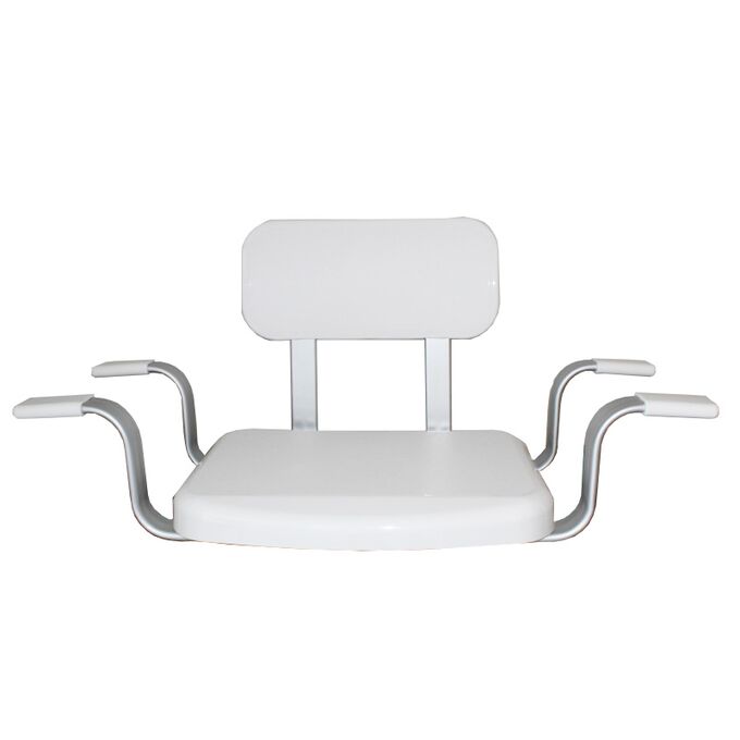 Κάθισμα-Σκαμπό Μπανιέρας με Πλάτη 75x41x38cm 2.4kg ΜΑΧ Αντοχή 130kg Αλουμίνιο-Πλαστικό Λευκό