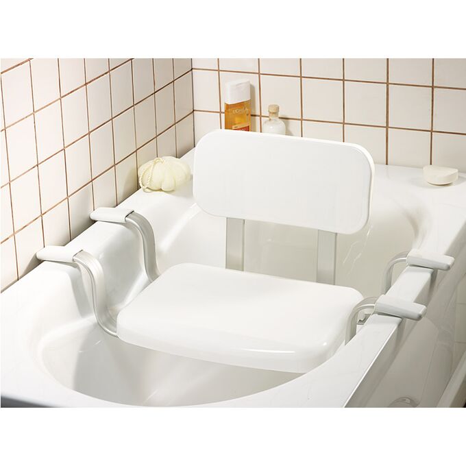 Κάθισμα-Σκαμπό Μπανιέρας με Πλάτη 75x41x38cm 2.4kg ΜΑΧ Αντοχή 130kg Αλουμίνιο-Πλαστικό Λευκό