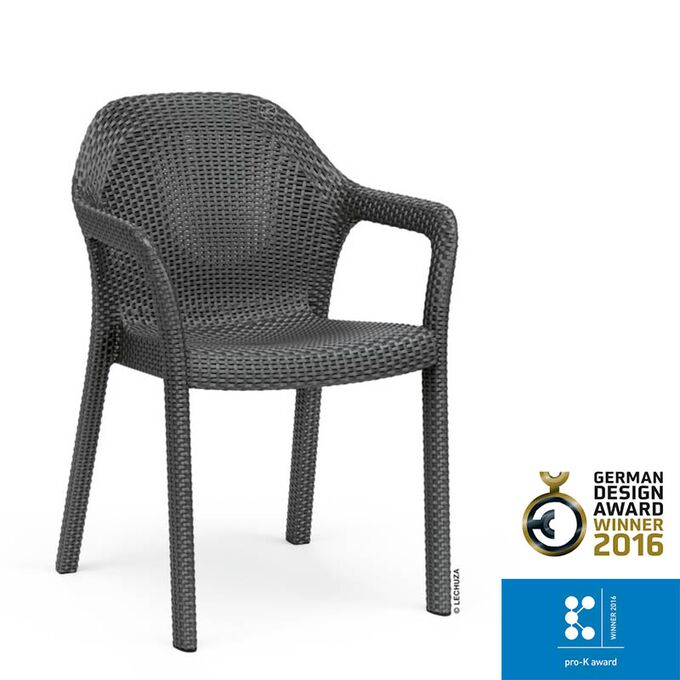 LECHUZA Στοιβαζόμενη Καρέκλα 58x57x84cm Βάρος 6kg Ανθρακί Rattan Γερμανίας German design winner award 2016/pro-k awards winner 2016