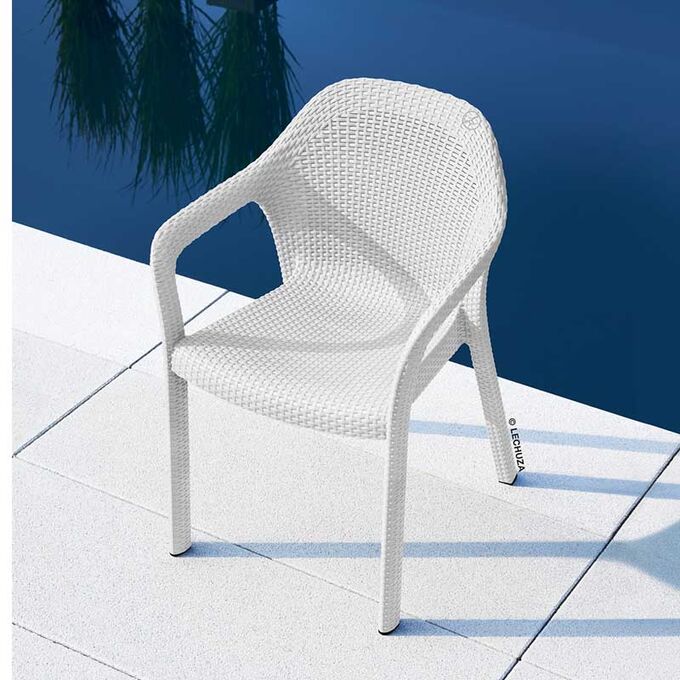 LECHUZA Στοιβαζόμενη Καρέκλα 58x57x84cm Βάρος 6kg Λευκή Rattan Γερμανίας