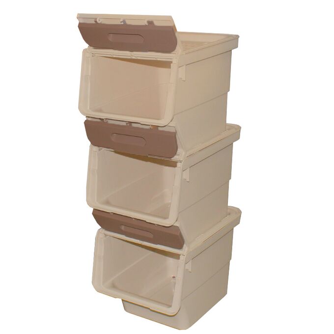 Κουτί Αποθήκευσης Πολυχρηστικό Τριπλό 99lt 35x45x96cm Πλαστικό Με Ρόδες 4.48kg Μπεζ-Μόκα