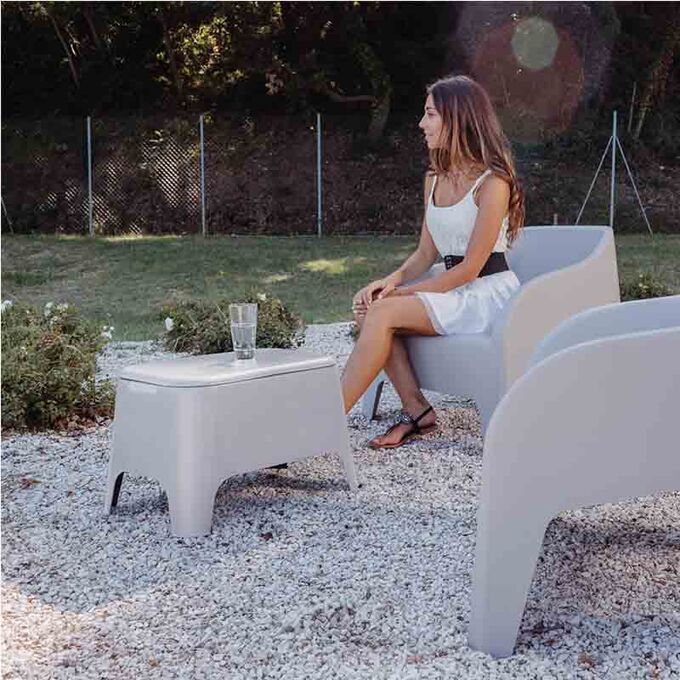 TOOMAX Ορθογώνιο Τραπέζι 59x39x36cm Πλαστικό Βάρος 3.4kg Petra Matte Taupe Grey Ιταλίας