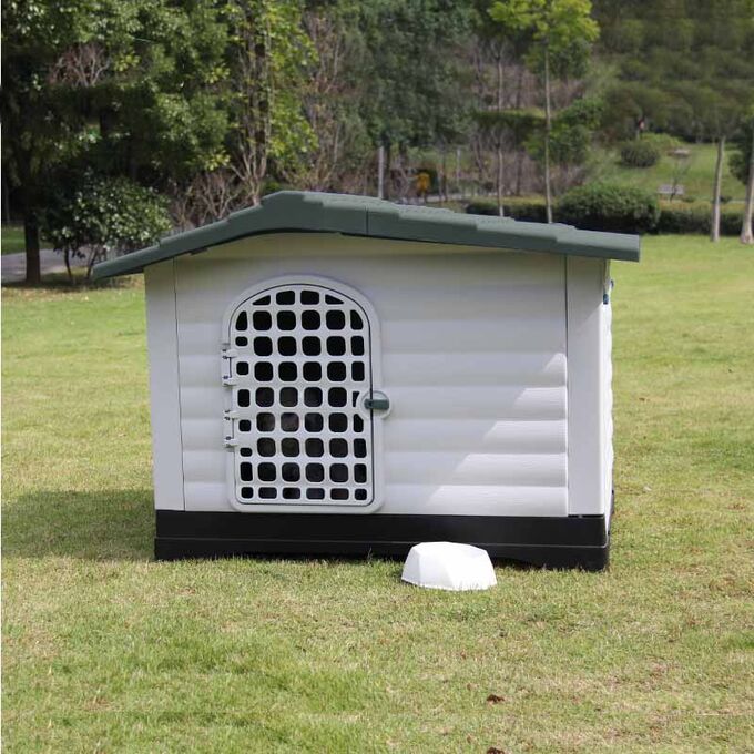Σπίτι Σκύλου Medium 91.4x68.9x66cm με Πορτάκι Ασφαλείας και Ανοιγόμενη Πλευρά 8kg Λευκό Πάγου-Γκρί VESTA