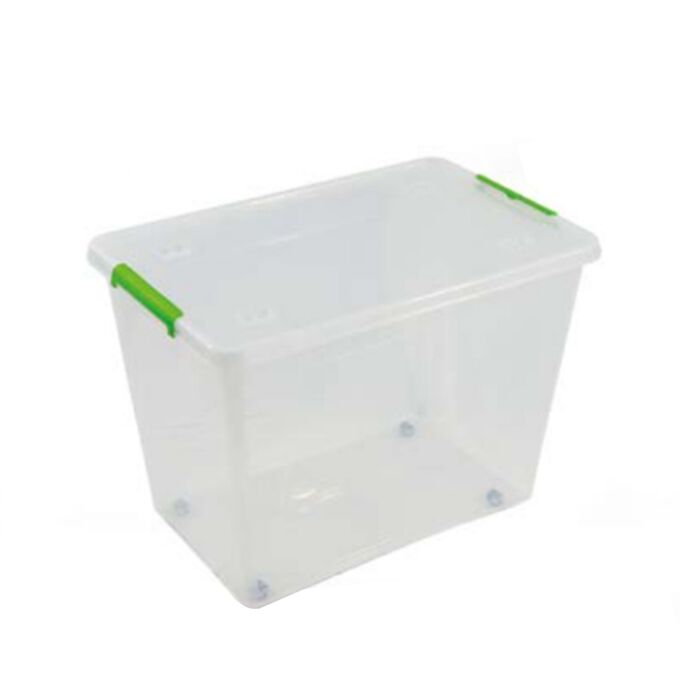 ARTPLAST ITALY Κουτί Αποθήκευσης Πλαστικό 58.5x39x41cm 60lt με Κλιπς και Ρόδες Διάφανο