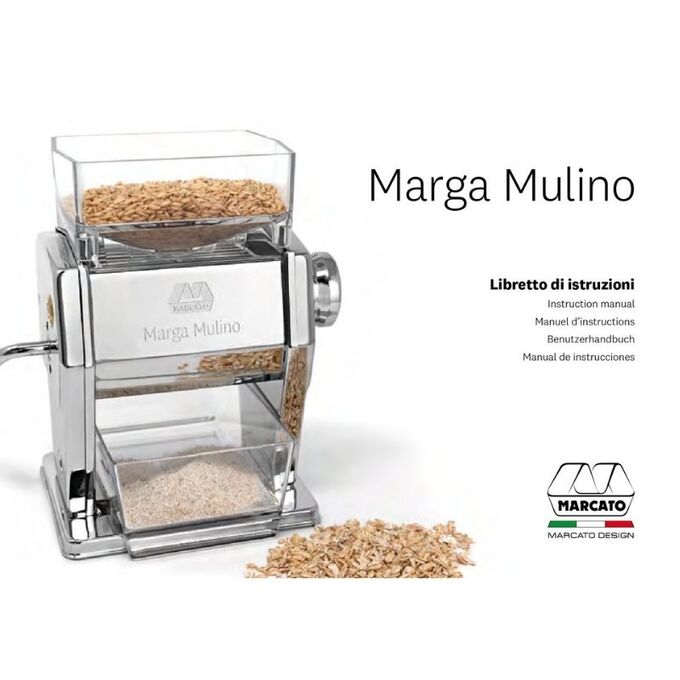 Marcato MARGA MULINO Μηχανή Αλέσεως Δημητριακών και Παραγωγής Αλευριού 16x14x22cm Επιχρωμιωμένο Ατσάλι Βάρος 3.62kg Ιταλίας