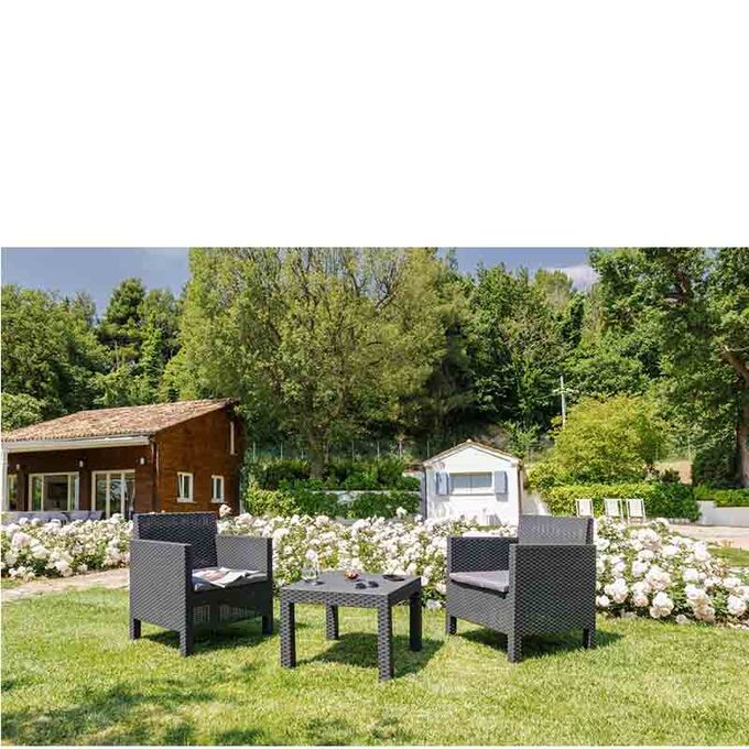 TOOMAX ITALY Καθιστικό-Σαλόνι Κήπου 2 Ατόμων + Τραπέζι Κήπου Πολυπροπυλένιο Rattan Ανθρακί PENELOPE 2 SEATS