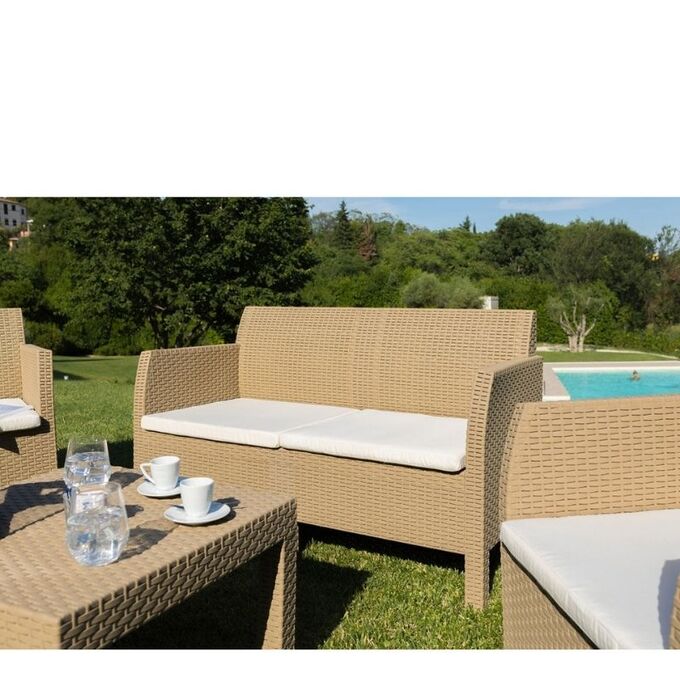 TOOMAX ITALY Καθιστικό-Σαλόνι Κήπου 4 Ατόμων + Τραπέζι Κήπου Πολυπροπυλένιο Rattan Cappuccino MATILDE 4 SEATS